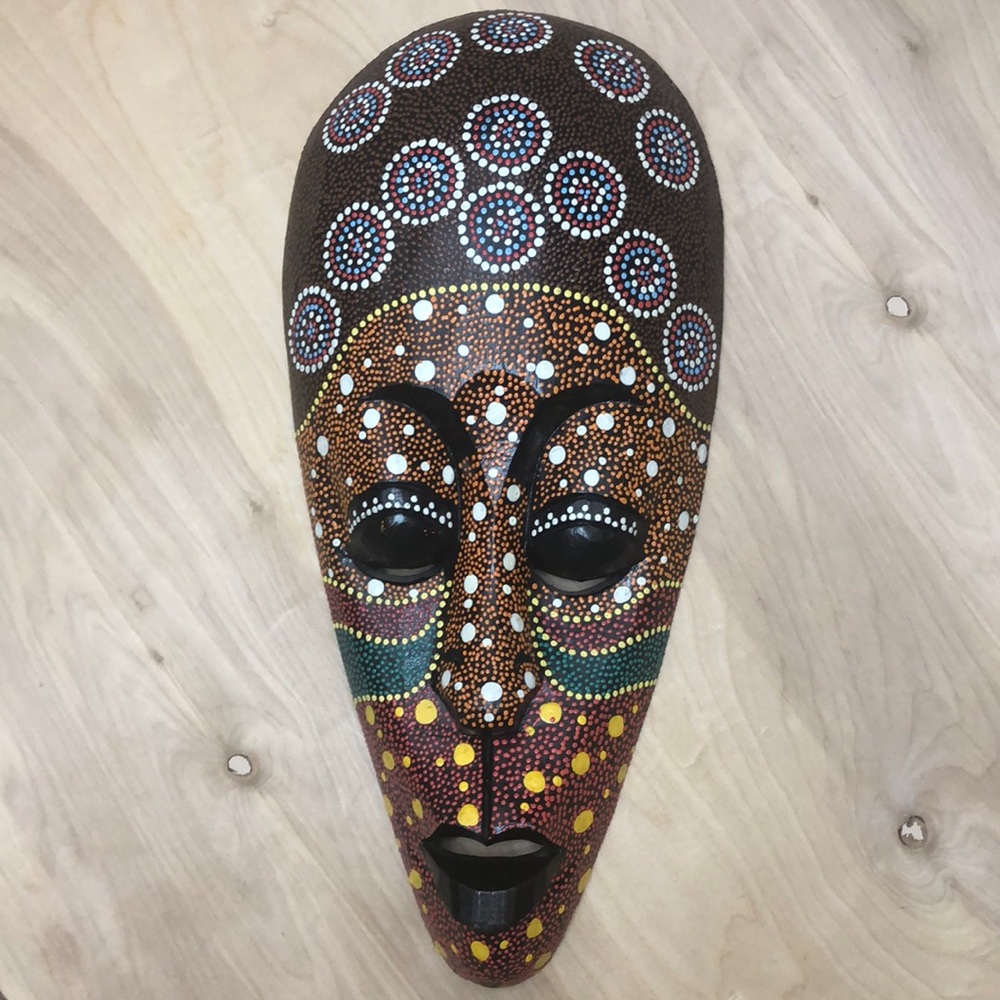 Beautiful hand carved & dot painted mask wall hanging